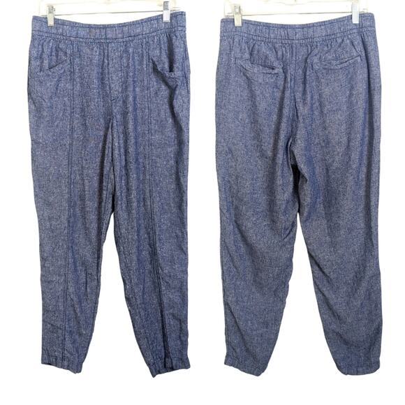 Beachy Pull-on Linen Taper Pants Chambray Blue Women's Size Medium - Picture 1 of 12